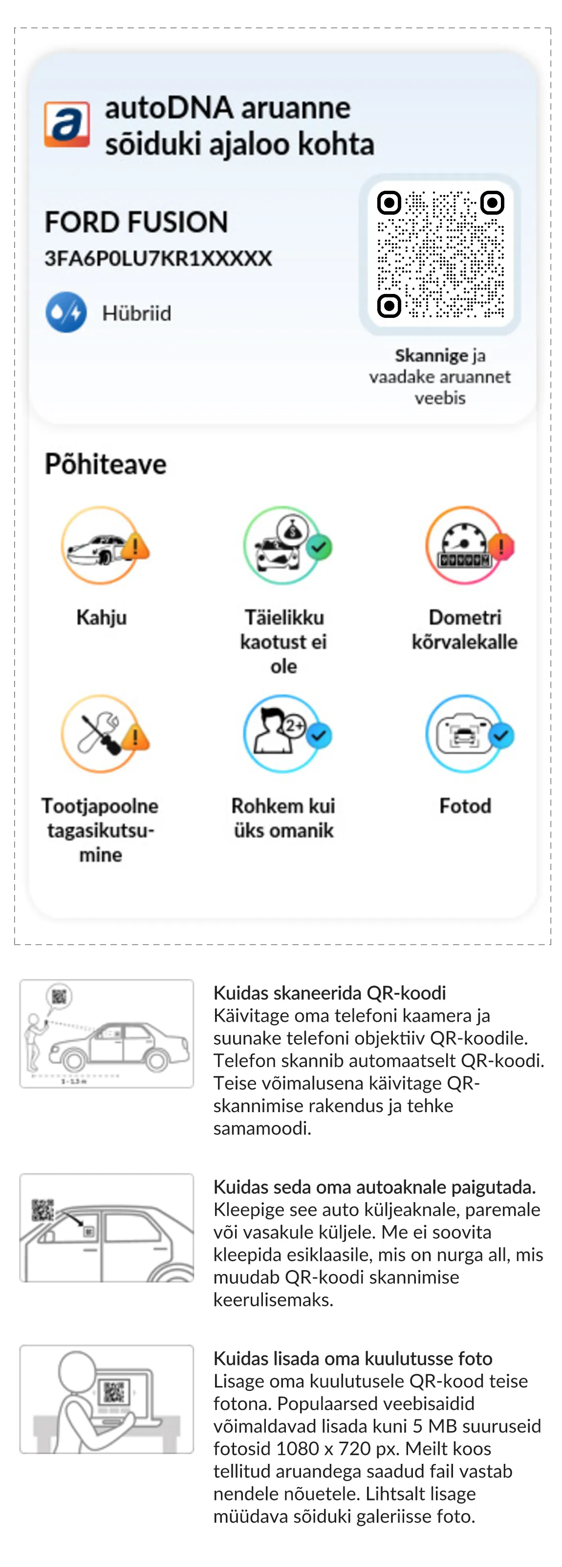 autoDNA Sõiduki ajaloo aruanne - QR-kood