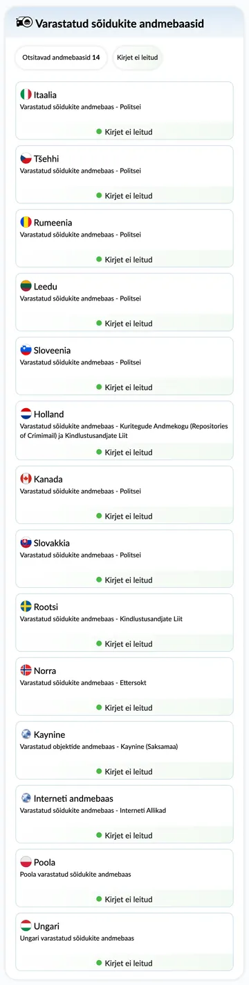 autoDNA Sõiduki ajaloo aruanne - varastatud sõidukite andmebaas